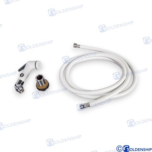 WHITE ABS SHOWER WITH SHUT-OFF GS20236