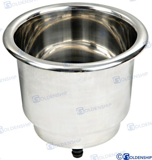 GLASS & CAN HOLDER SS W/DRAIN HOLE GS41420