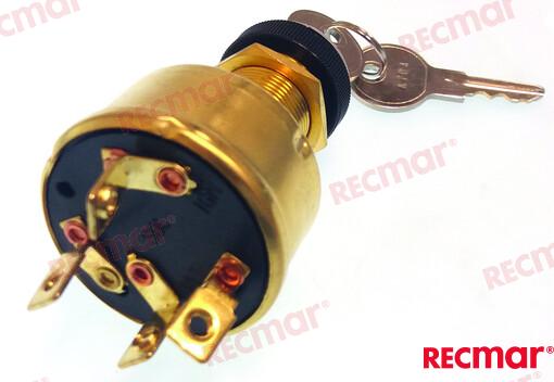 IGNITION STARTER SWITCH BRASS 4T-3POS W/ REC41020
