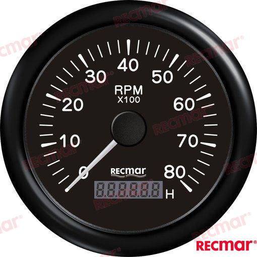 ΣΤΡΟΦΟΜΕΤΡΟ ΜΕ ΩΡΟΜΕΤΡΟ 0-8000 RPM ΜΑΥΡΟ RECKY07206