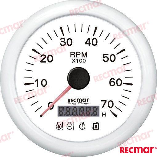Στροφόμετρο & Ωρόμετρο (0-7000RPM) Λευκό RECKY07312