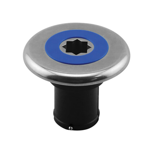 INOX Τάπα Καταστρ/τος Ø38mm, με Μπλε καπάκι, για Νερό, Βάση Μαύρη